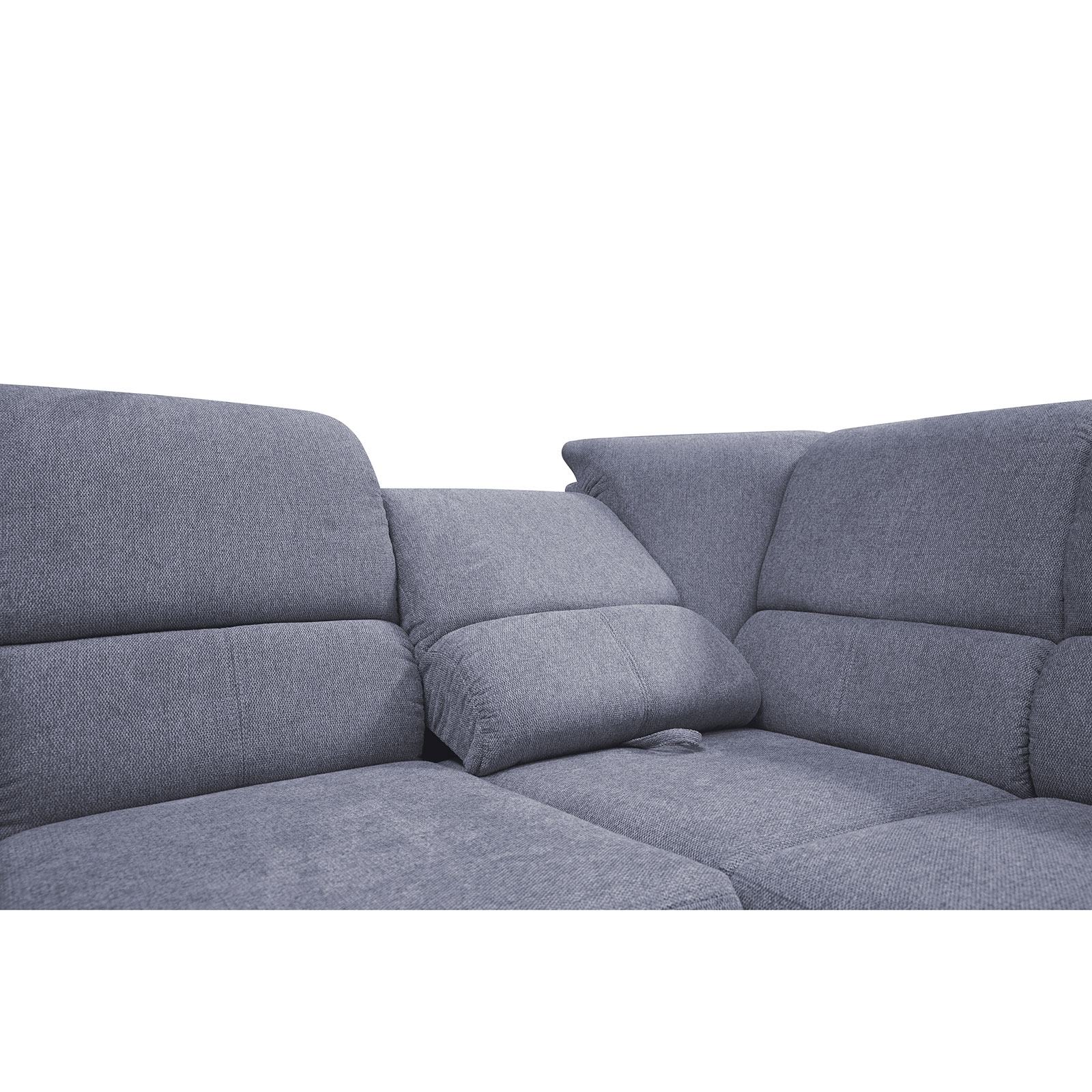 Ecksofa - hellgrau - Liegefunktion und Staukasten - 2-Sitzer links