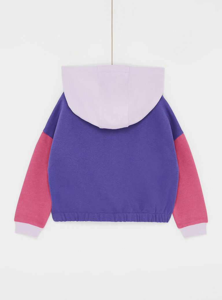 Sweat color block à capuche pour fille