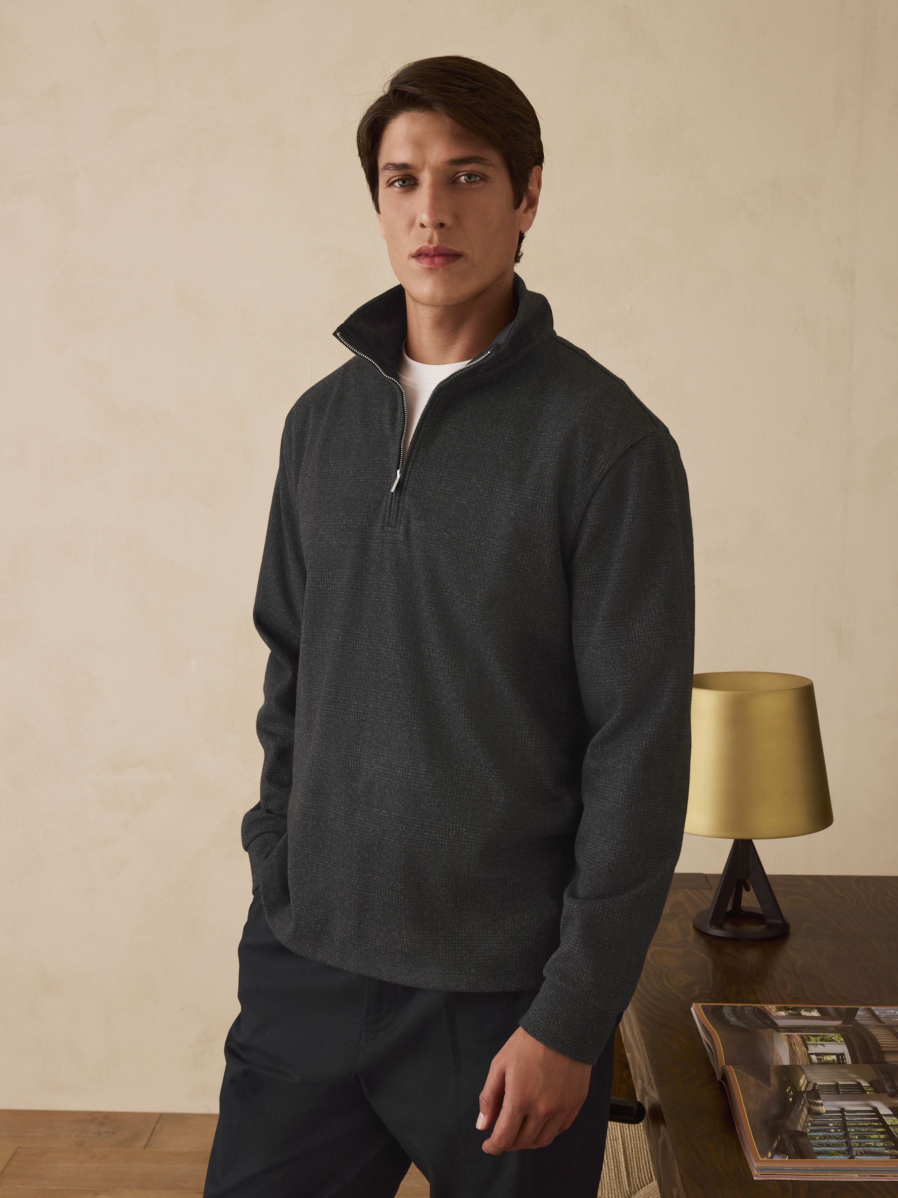 Zwarte ruit - Long Sleeve Quarter Zip Jumper