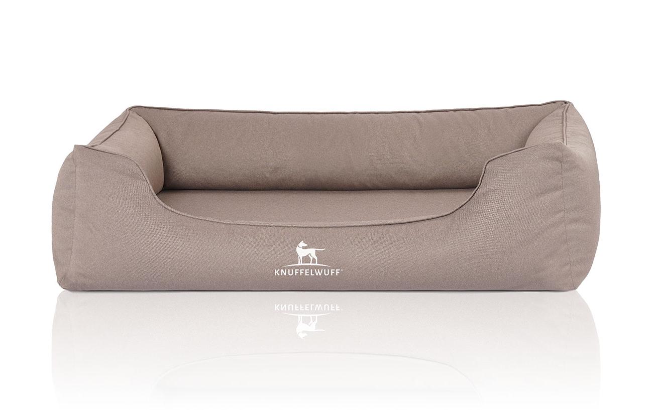 Hunde-Bett Leon Velour XXXL, 155 x 105 cm, Beige/Grau<br>Orthopädisches Hundebett
