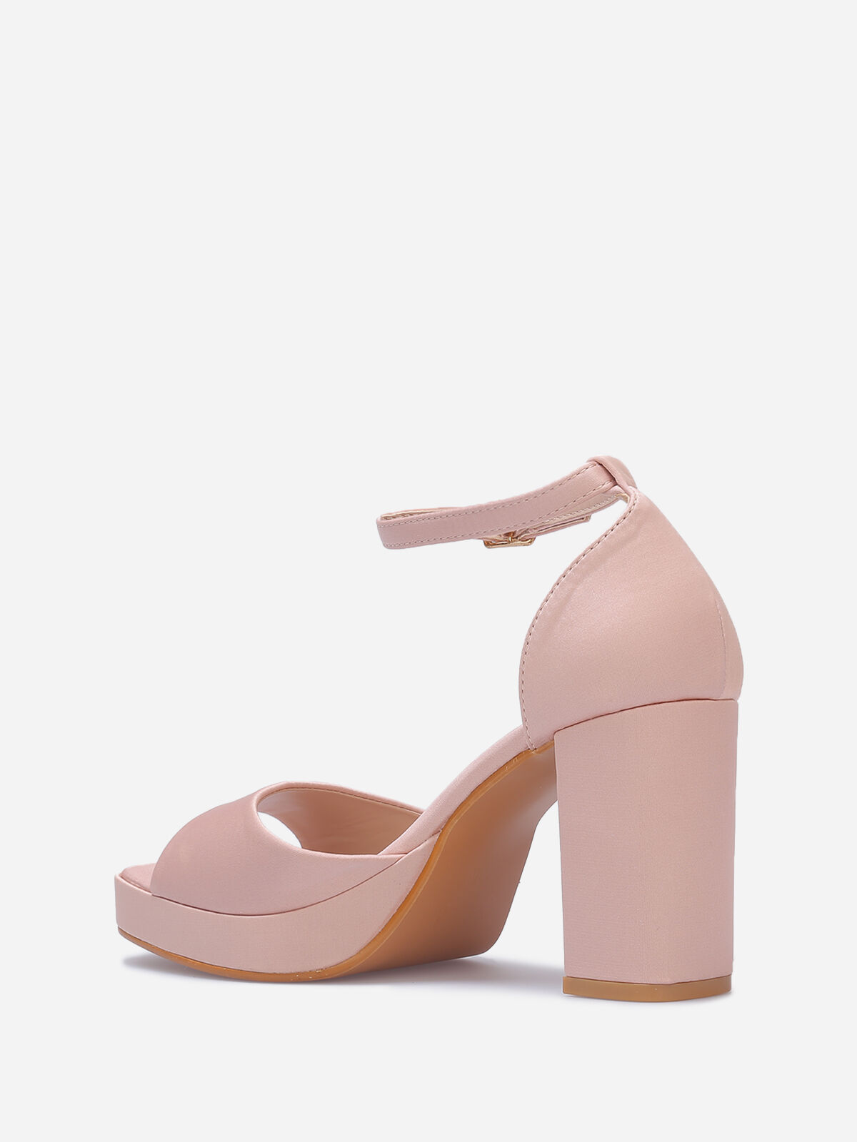 Sandales satinées à bout carré- Beige