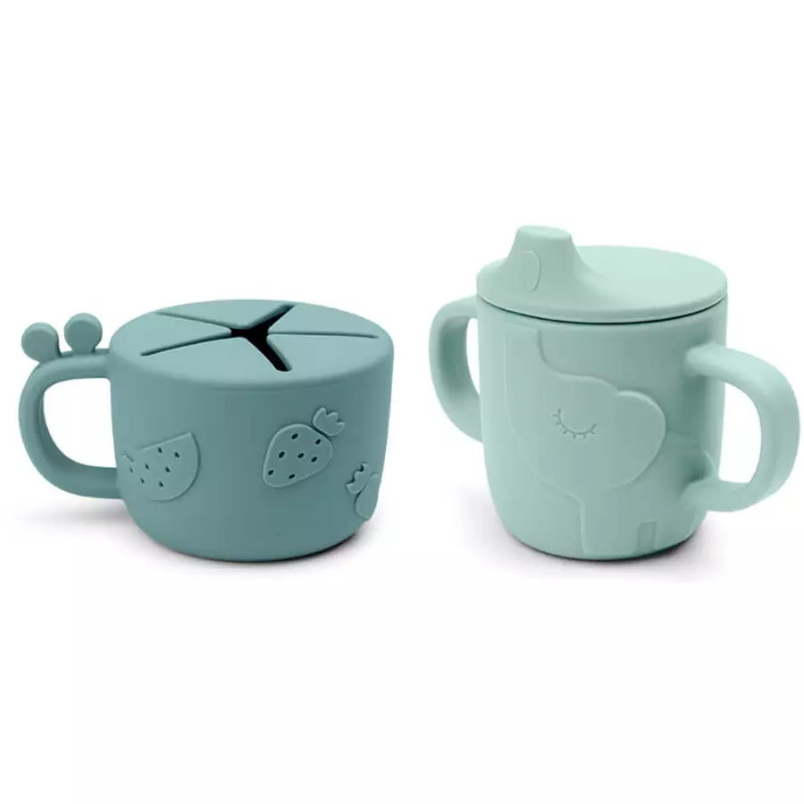 Done by Deer™ Snack & Trinkbecher Peekaboo Set Deer friends Blau
