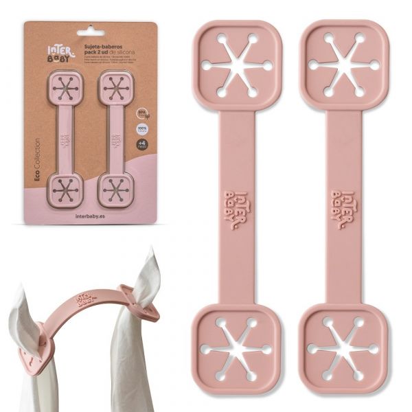 Interbaby Presilha para Babetes 2 Unidades de Silicone Rosa Escuro