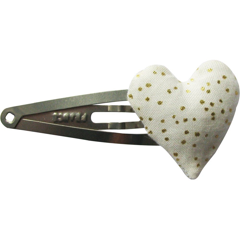 Barrette Clic-Clac Cœur Blanc Pailleté