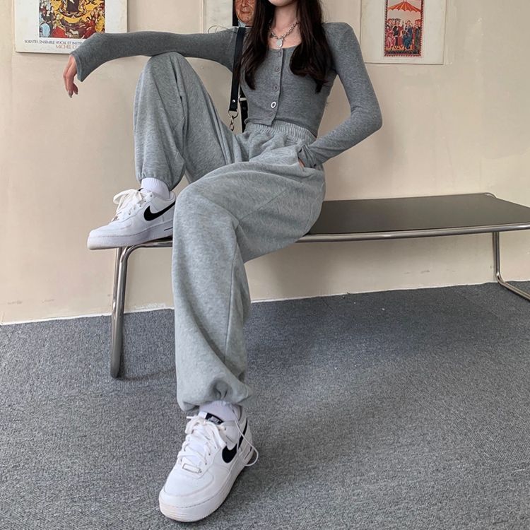Alfie - Hoge taille effen losse joggingbroek