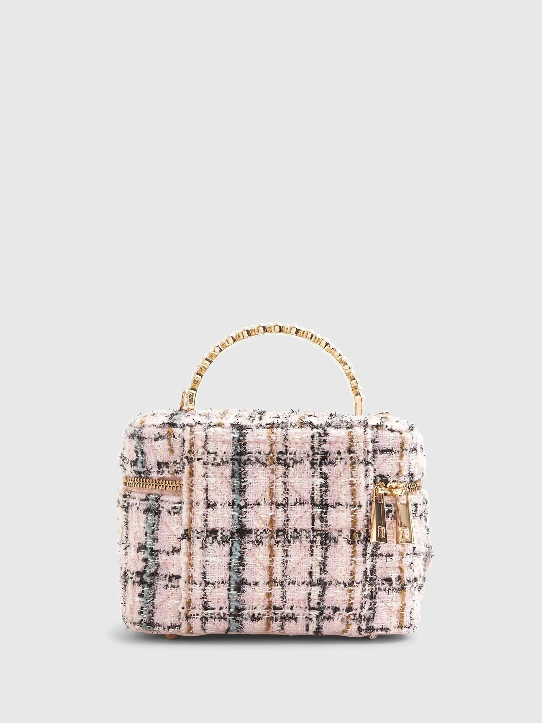 River Island Boucle Pearl Handle Medium size Vanity Bag