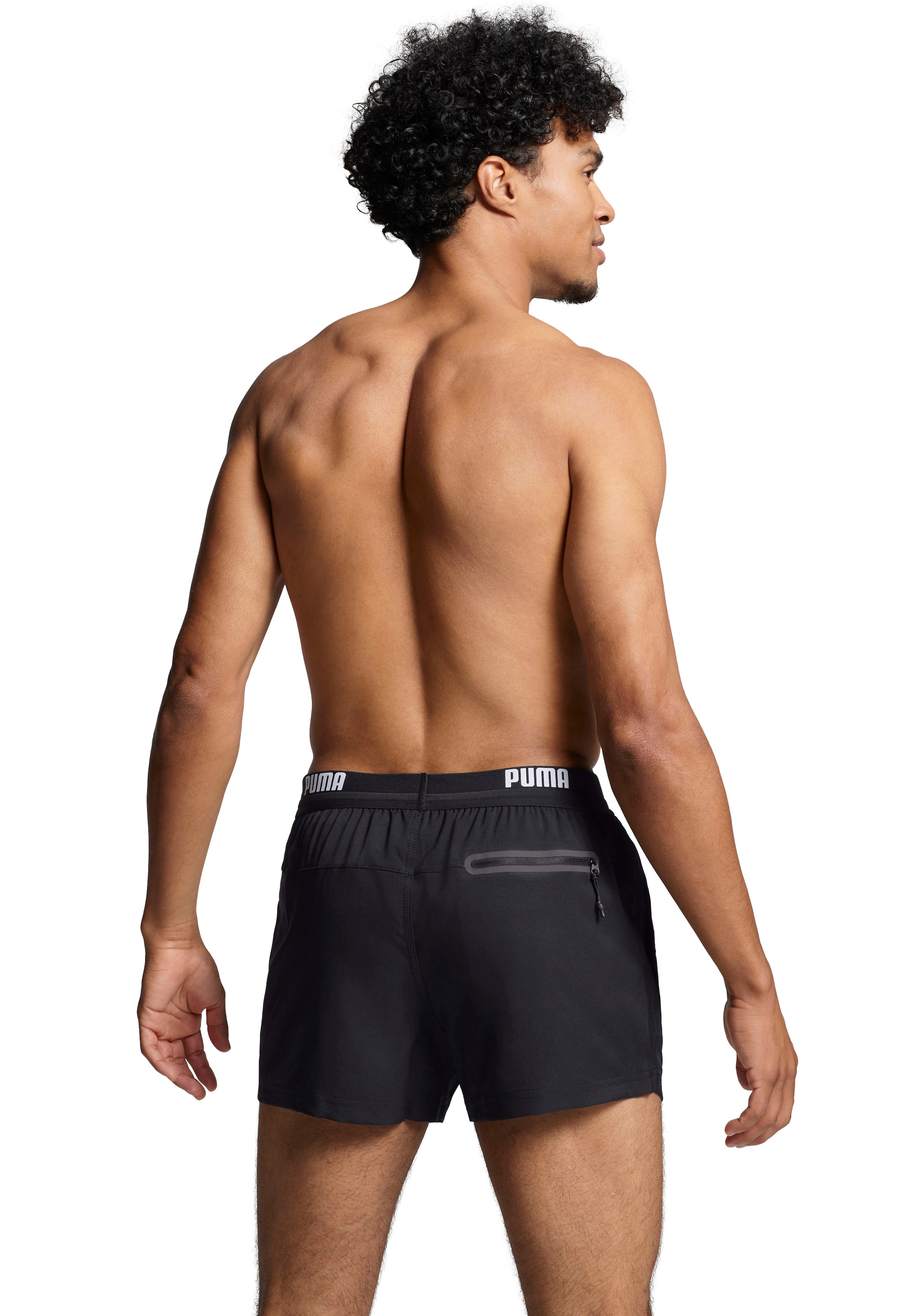 PUMA Badeshorts »PUMA SWIM MEN LOGO SHORT SHORTS 1P«, Seitentaschen, Gesässtasche mit Reissverschluss, Kordelzug