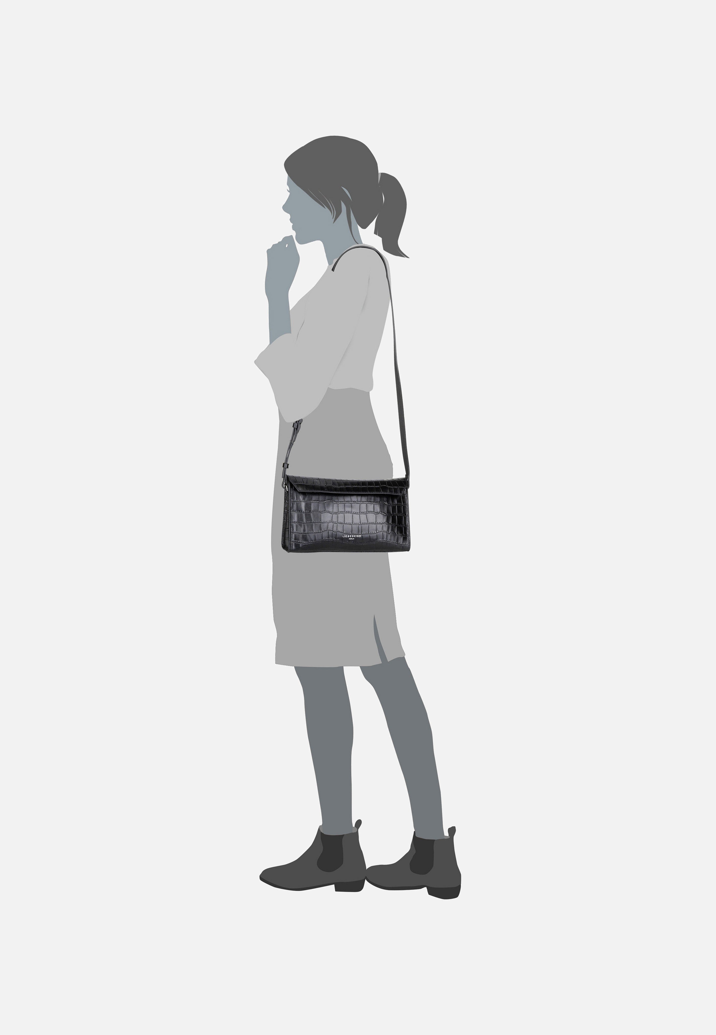 Lora New Croco 2158355 Black - Crossbody Bag