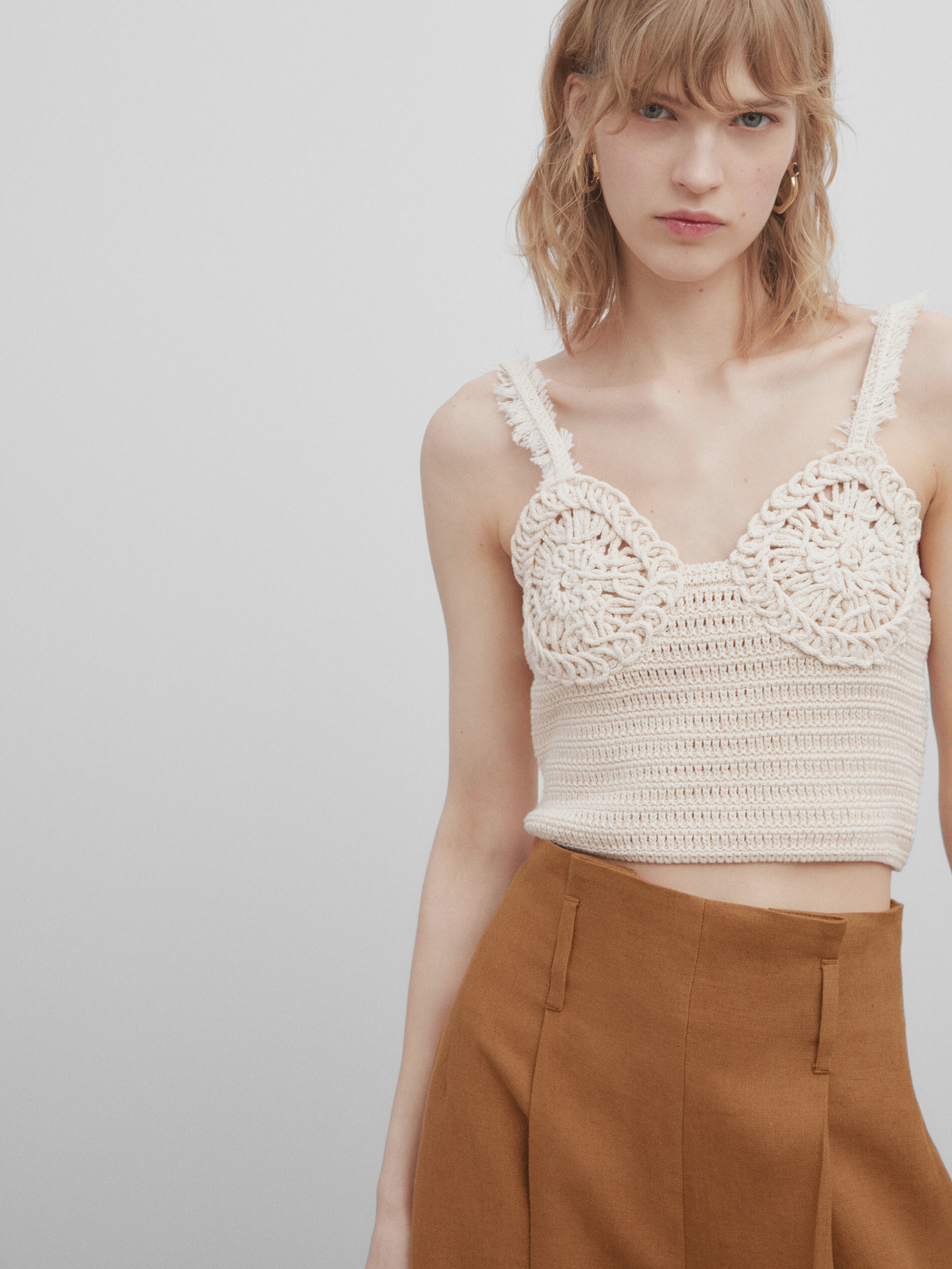 Top de crochê - Studio - Bege