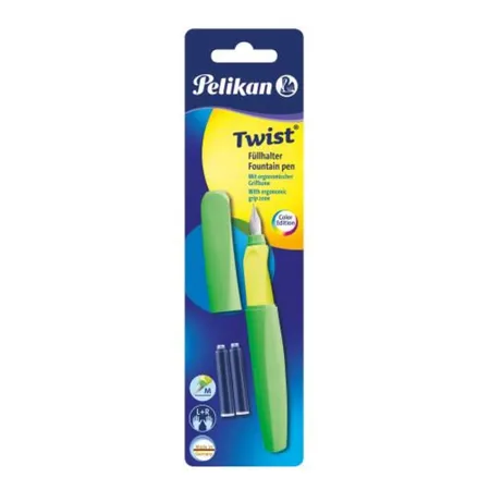 Pelikan Twist® Füller Feder M, Neon Grün, universell für Rechts- und Linkshänder