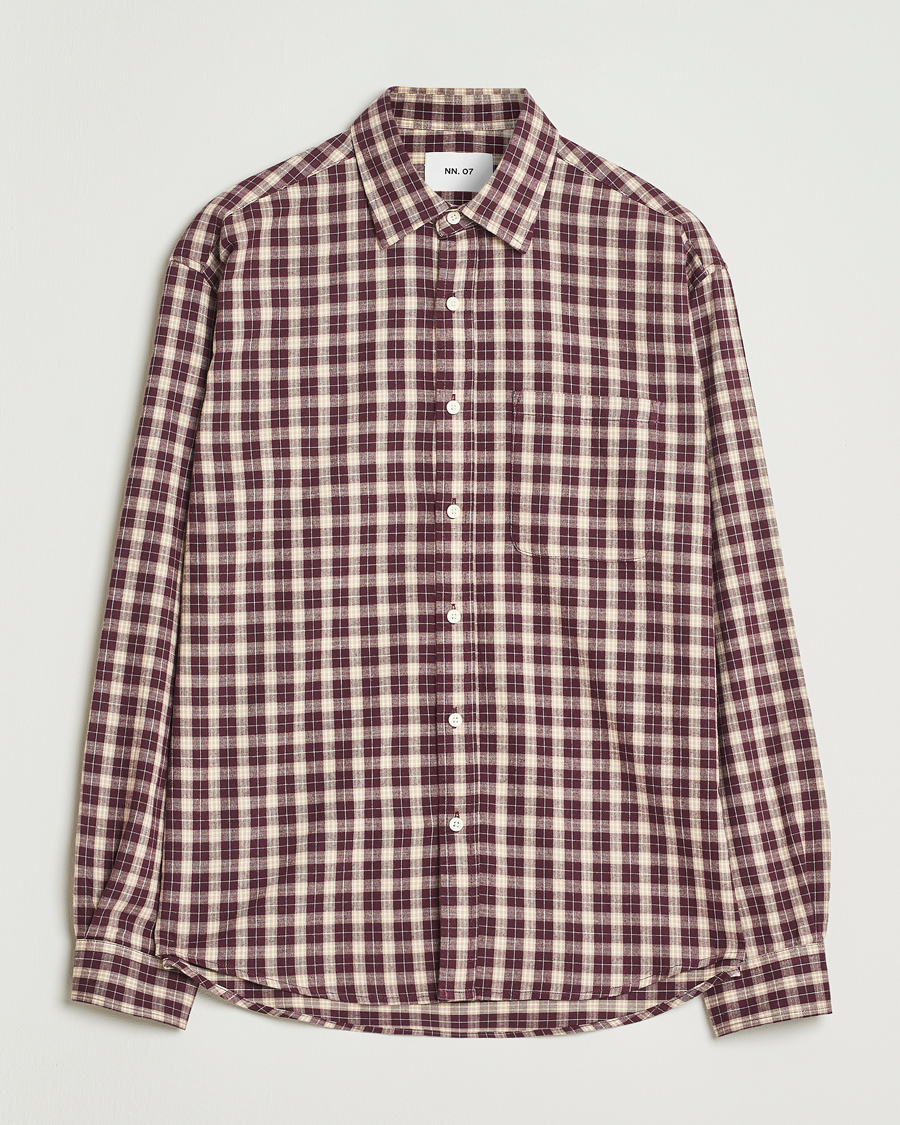 NN07 Deon Flannel Checked Shirt Wine Red