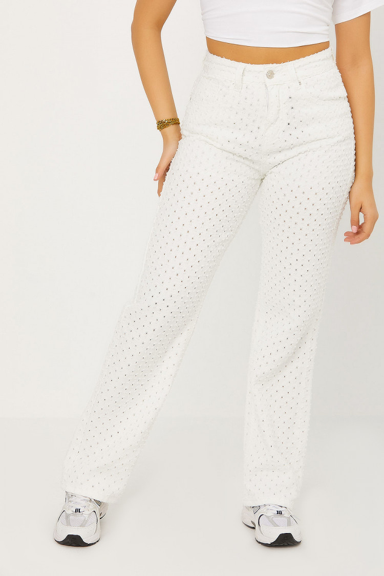 Jean blanc Wide Leg à trous