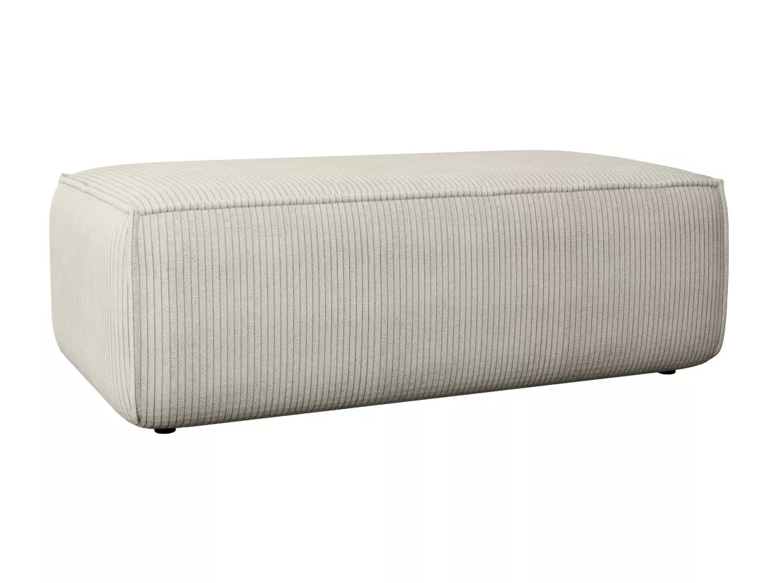 Pouf en velours côtelé beige AMELIA