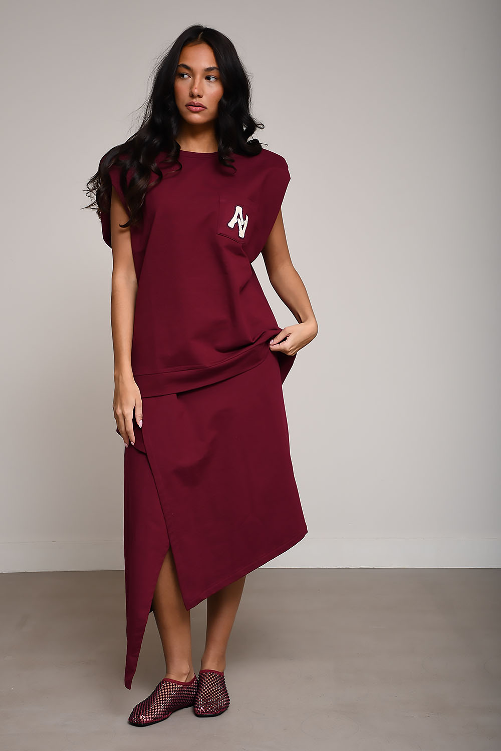 Sue cotton draped skirt