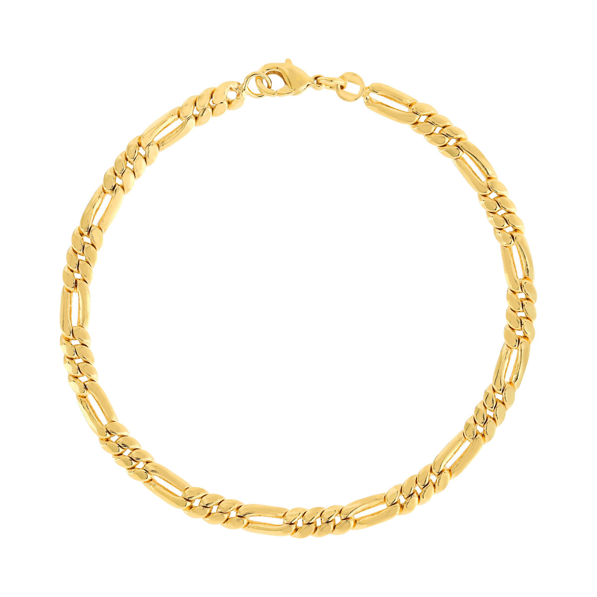 Bracelet plaqué or maille cheval alternée triple 19 cm