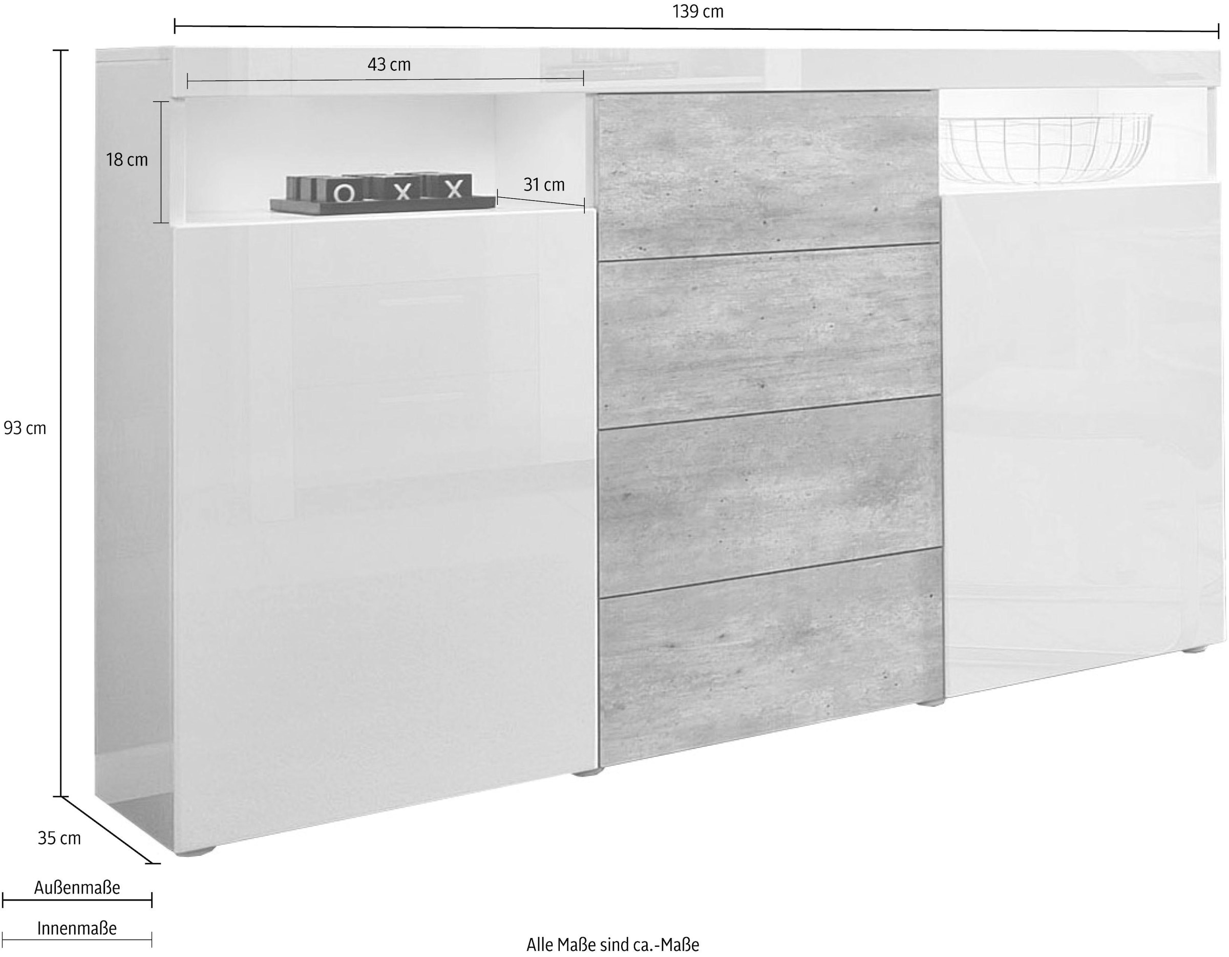 borchardt Möbel Highboard »Kapstadt« Breite 139 cm