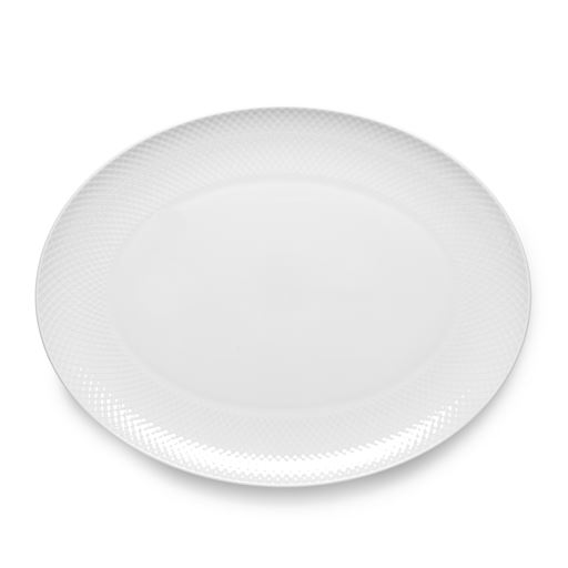 Lyngby Porcelæn Rhombe Serveringsfad, Hvid, 32x42 cm