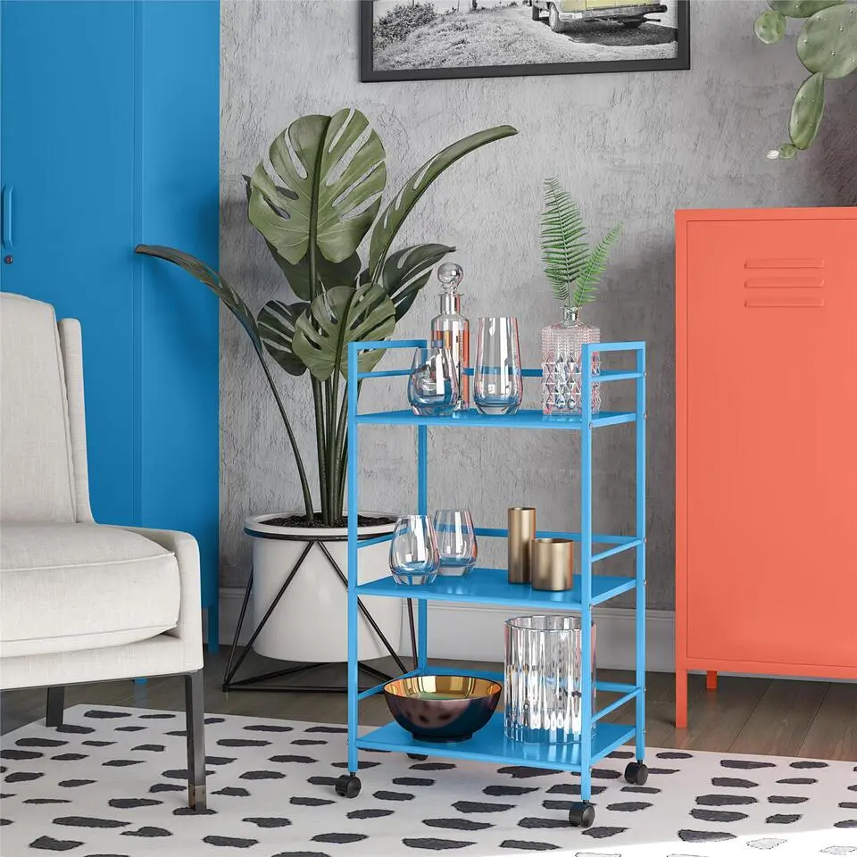Cache - Metalen rolwagen blauw