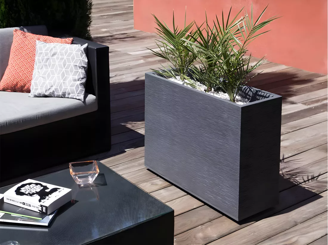 Jardinière rectangulaire Graphit - 78,5 x 29,5 x 60 cm - 46 L - Gris anthracite - Eda