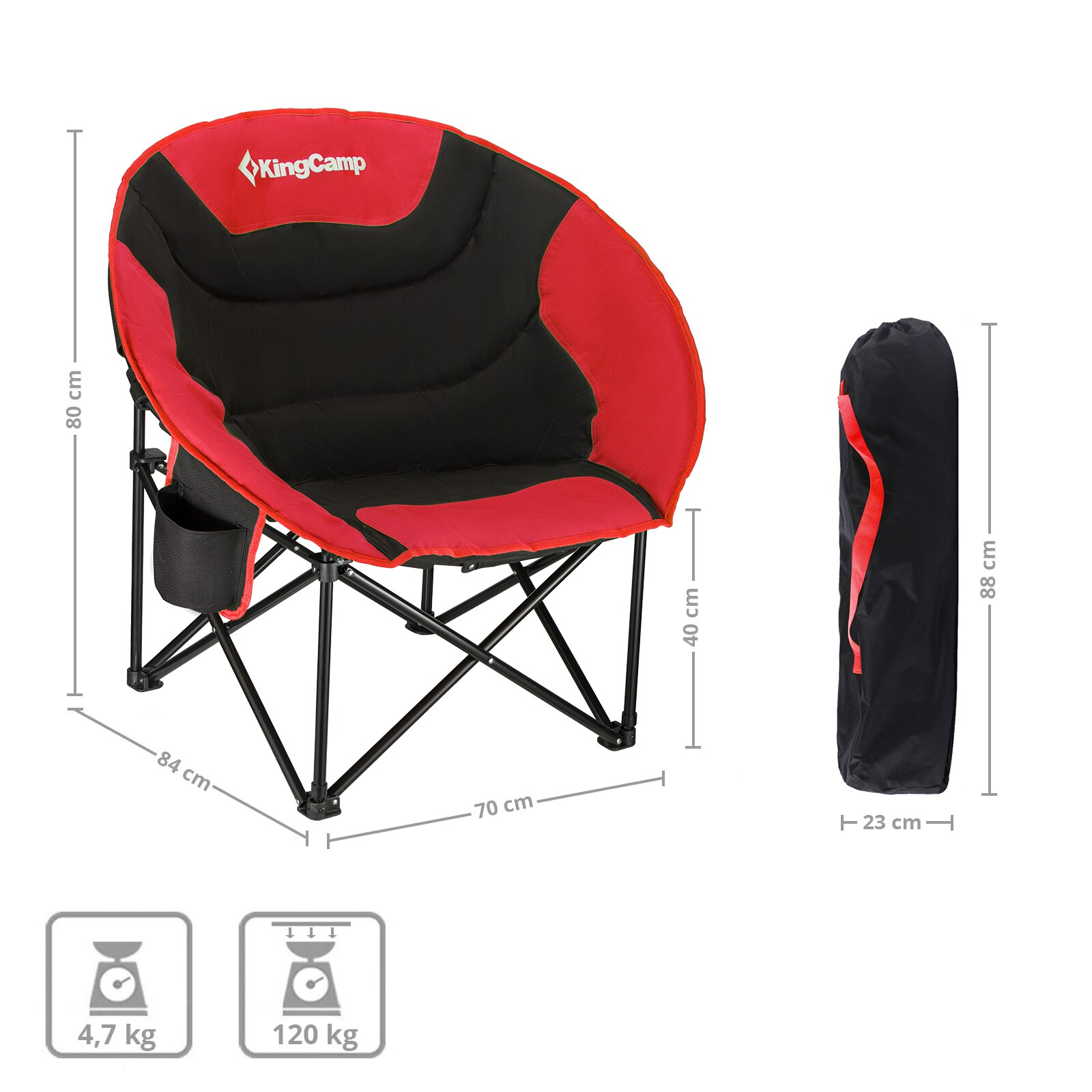 KINGCAMP MoonChair L Camping Klapp Stuhl Falt Sessel Garten Angel Outdoor 120 kg Farbe: blau