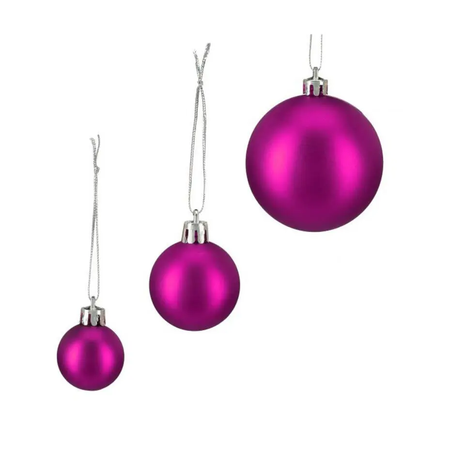 Relaxdays Kerstballen - 100x st - fuchsia roze - kunststof