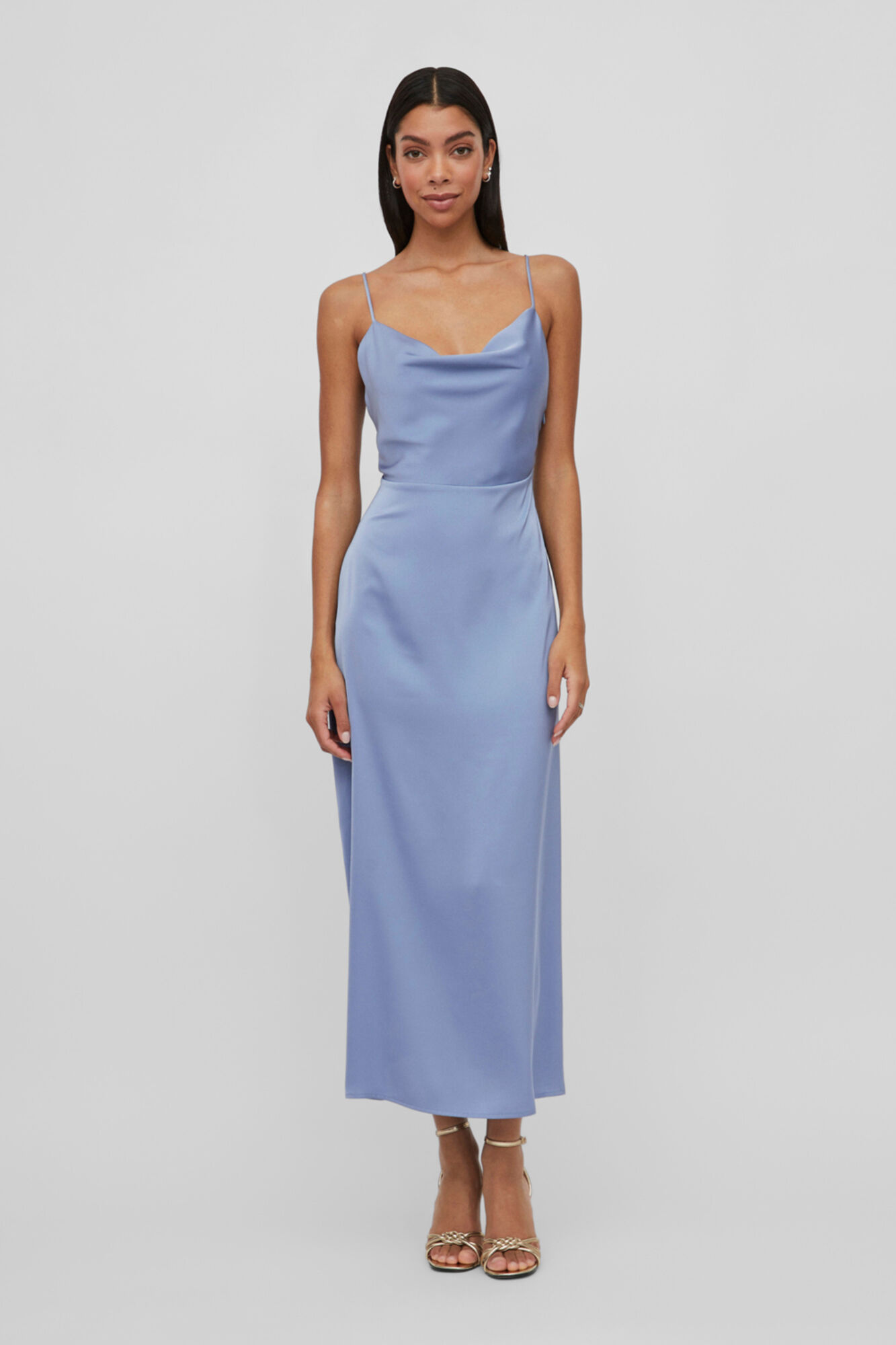Vestido de lingerie com alças finas - Azul