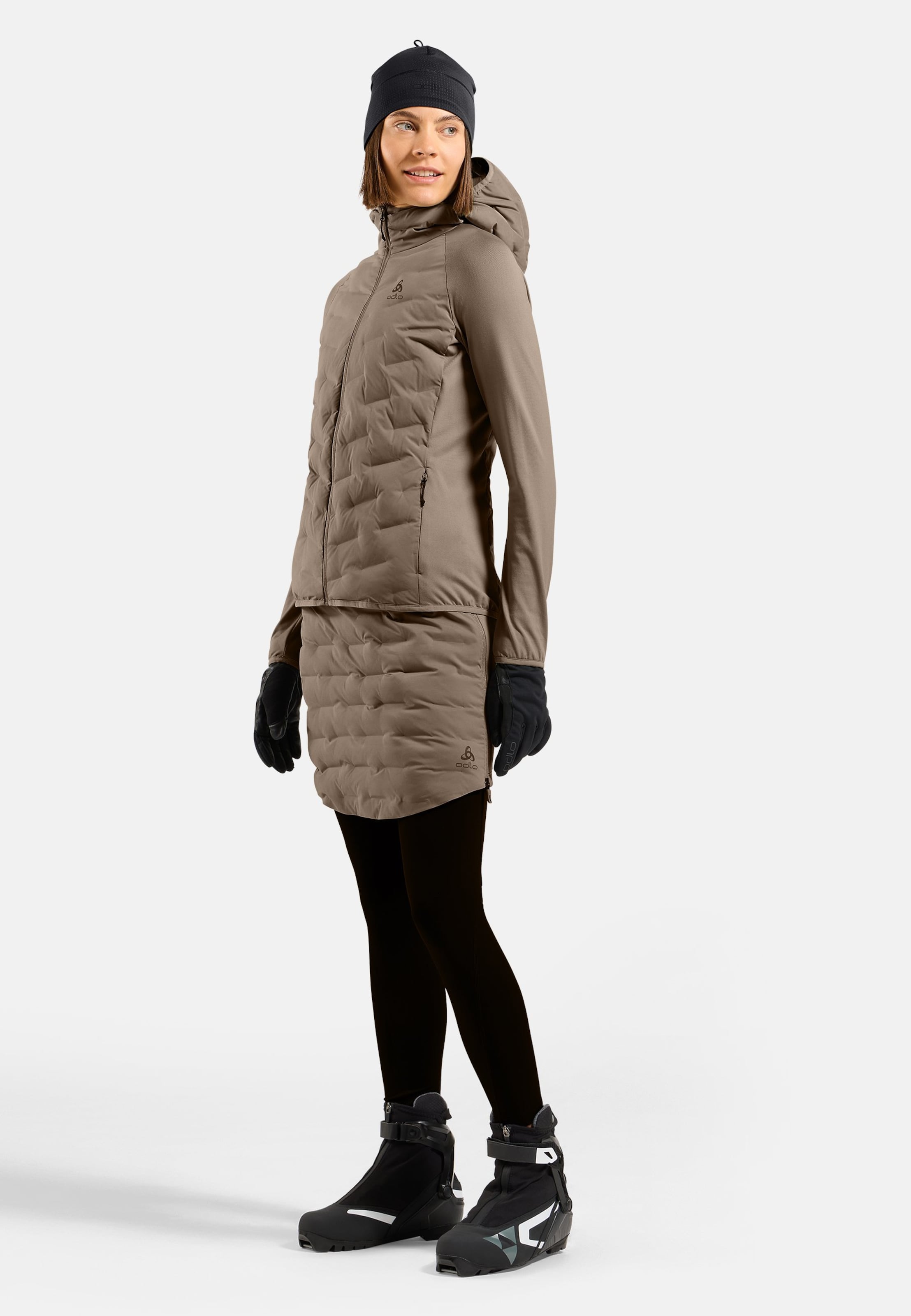 Zeroweight Insulator Hybrid Mid Layer mit Kapuze und Reissverschluss in cinder