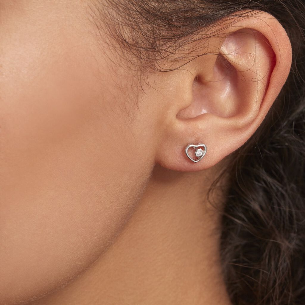 Boucles D'oreilles Puces Ashley Argent Blanc Oxyde De Zirconium