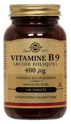 Vitamine B9 (Acide Folique) 400 µg - Maternité - Tissus maternels - 100 comprimés