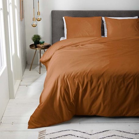 Dekbedovertrek Luna  Uni - Bruin - Maat 200 x 220