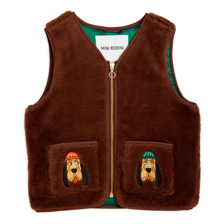 Mini Rodini Veste Polaire Polyester Recyclé Chien | Chocolat