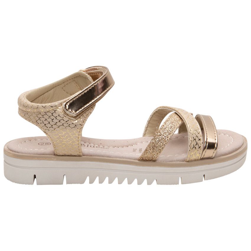 Nu-pieds à brides dorées et touches de paillettes - Jaune