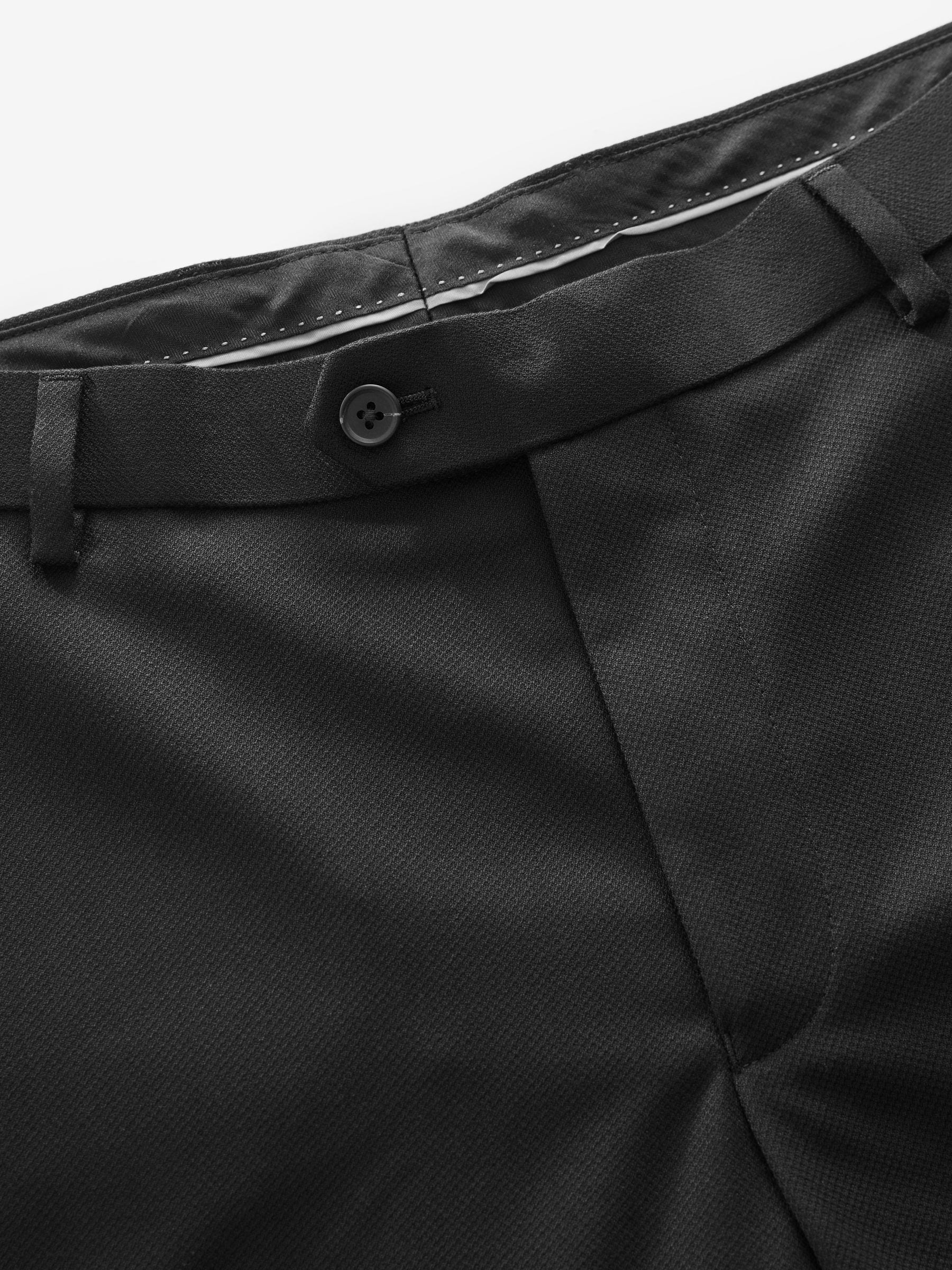 Zwart - Strakke Pasvorm - Kostuum met textuur: broek