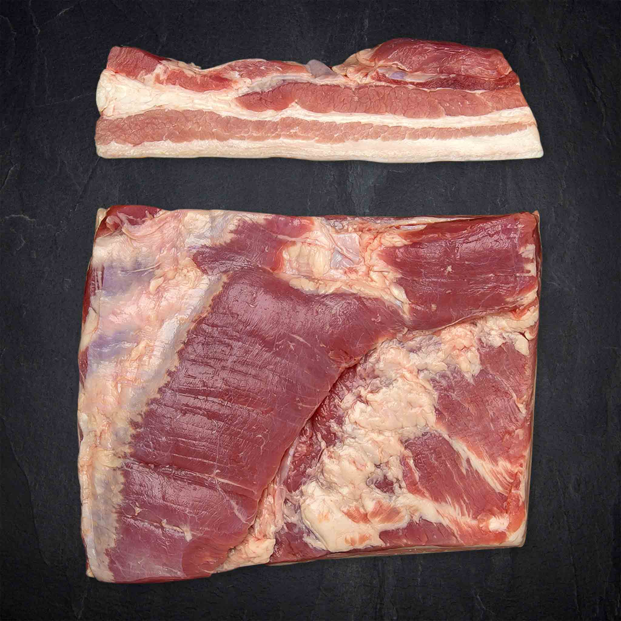 Duroc Schweinebauch ohne Knochen mit Schwarte