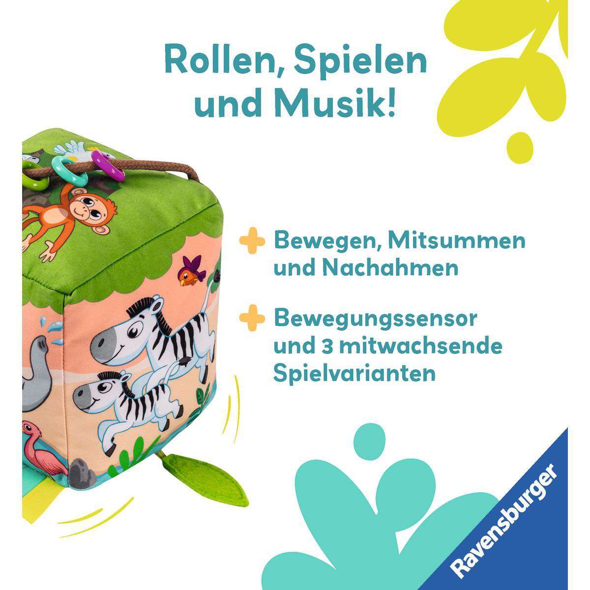 Ravensburger Spiel Play+ Motorik-Musik-Spiel-Würfel: Wilde Tiere