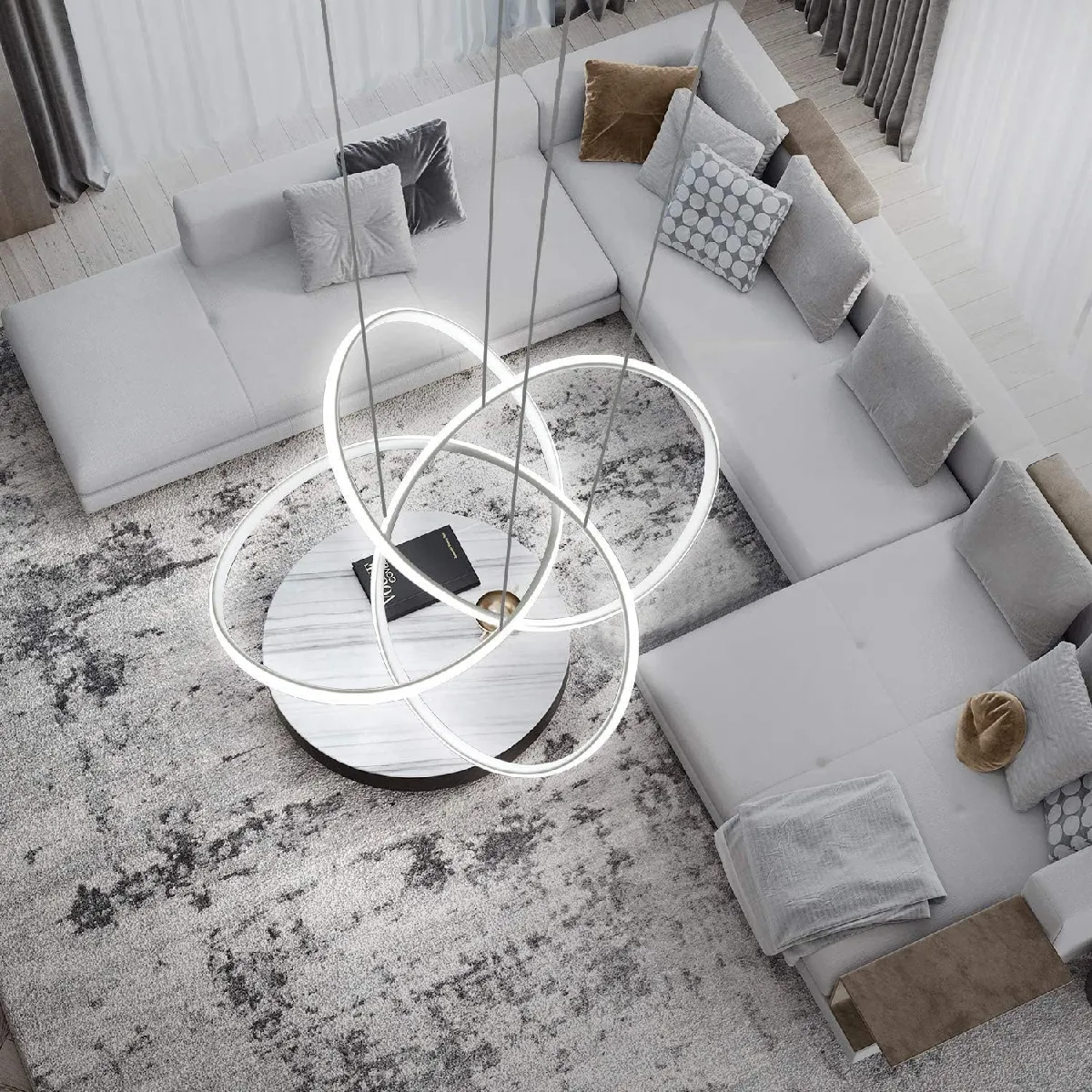 NETTLIFE - Suspension LED anneaux blancs