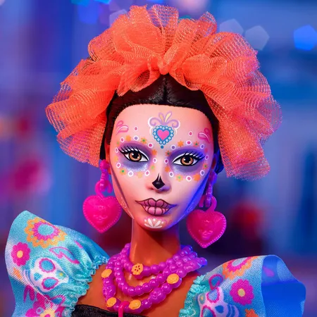 Barbie Signature Día De Muertos 2024 Sammelfigur-Puppe mit schwarzem Rüschenkleid