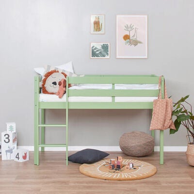 Hoppekids ECO Comfort  Halvhøy Loftseng 70x160, Lysegrønn