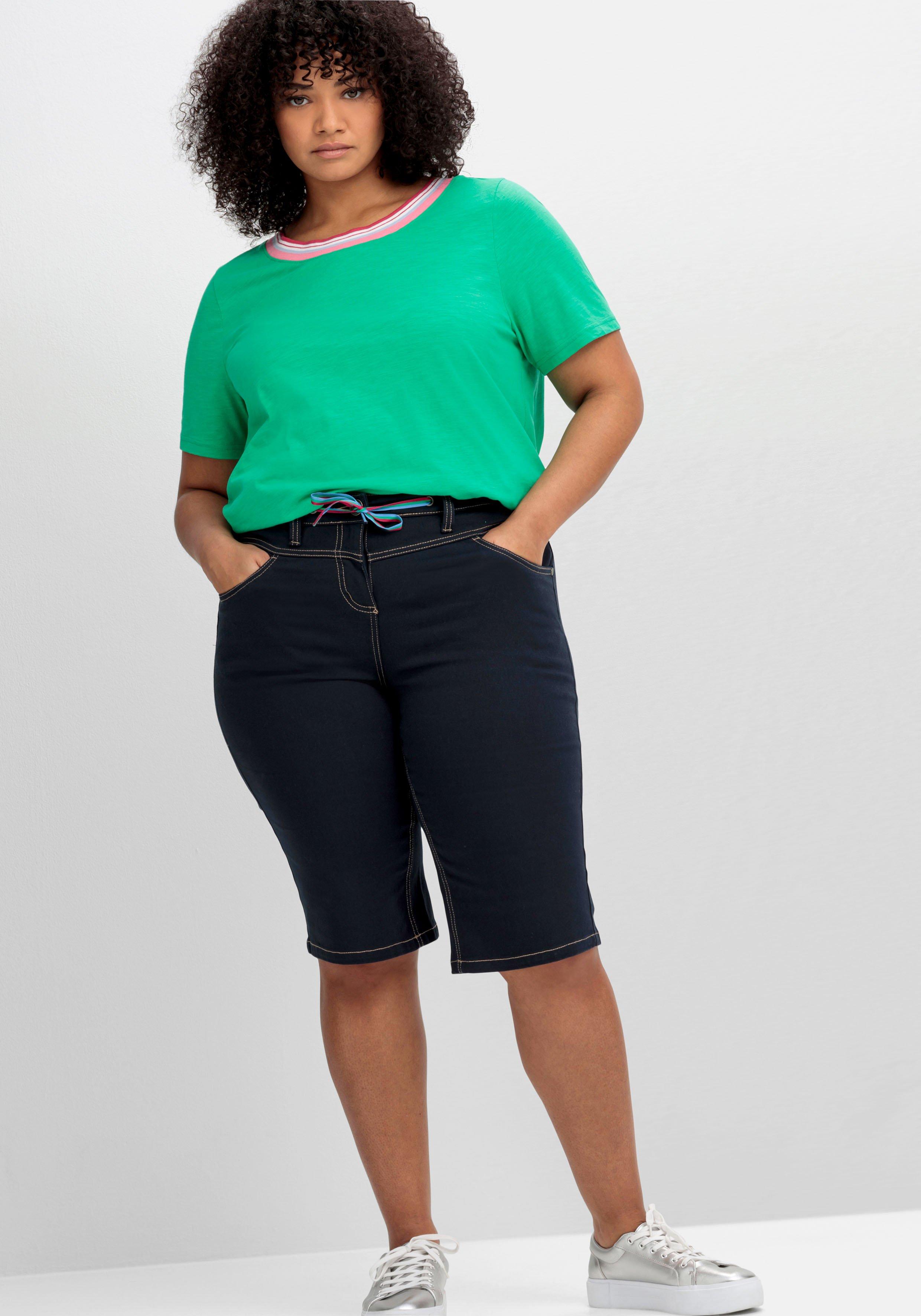 Twill-Bermudas mit kontrastfarbenem Bindebändchen