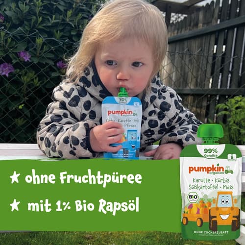 Pumpkin Organics Bio Quetschie Karotte, Kürbis, Süßkartoffel, Mais