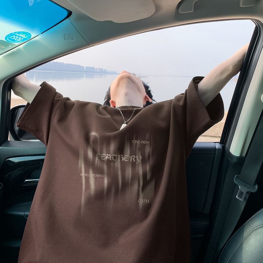 Derbundy - T-shirt met korte mouwen, ronde hals en belettering
