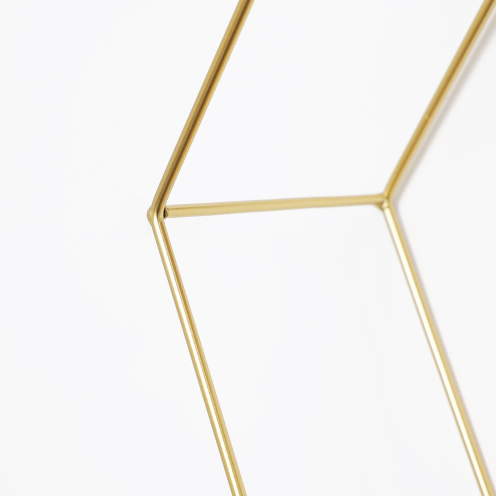 Dubbele zeshoekige metalen wandplank - 30,5 x 41 cm - Goud