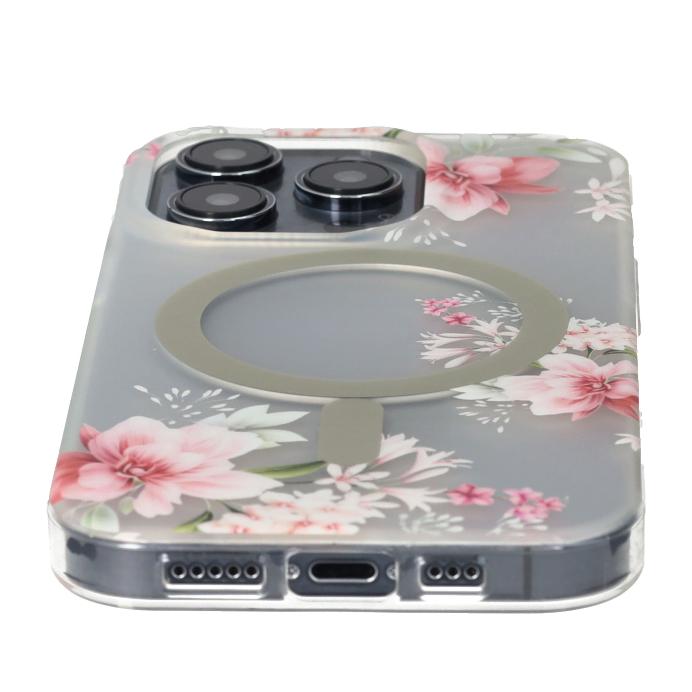 iPhone 14 Pro MagSafe Hybrid Hülle TPU Bumper Acryl Rückseite - Begonien