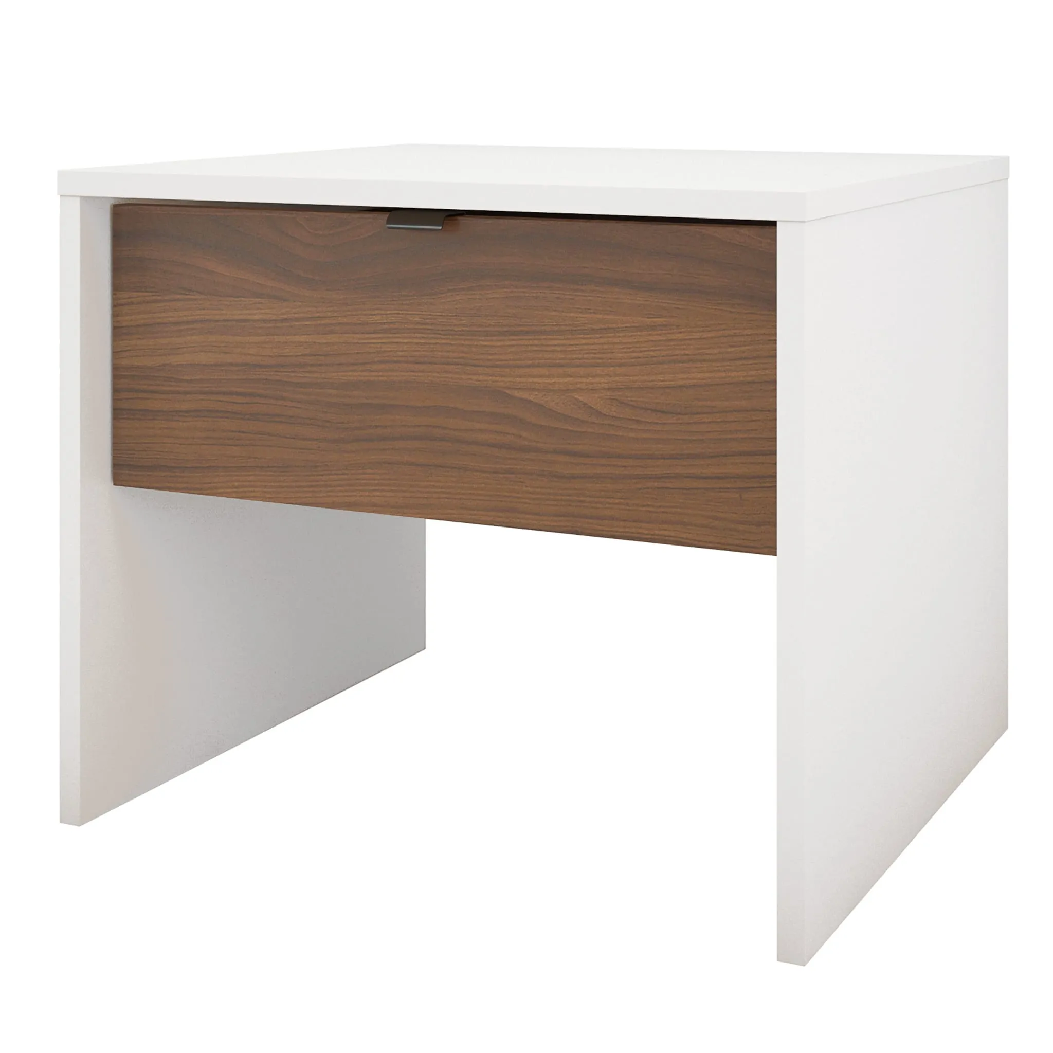 Nexera Table de Nuit Axel - Blanc et Noyer