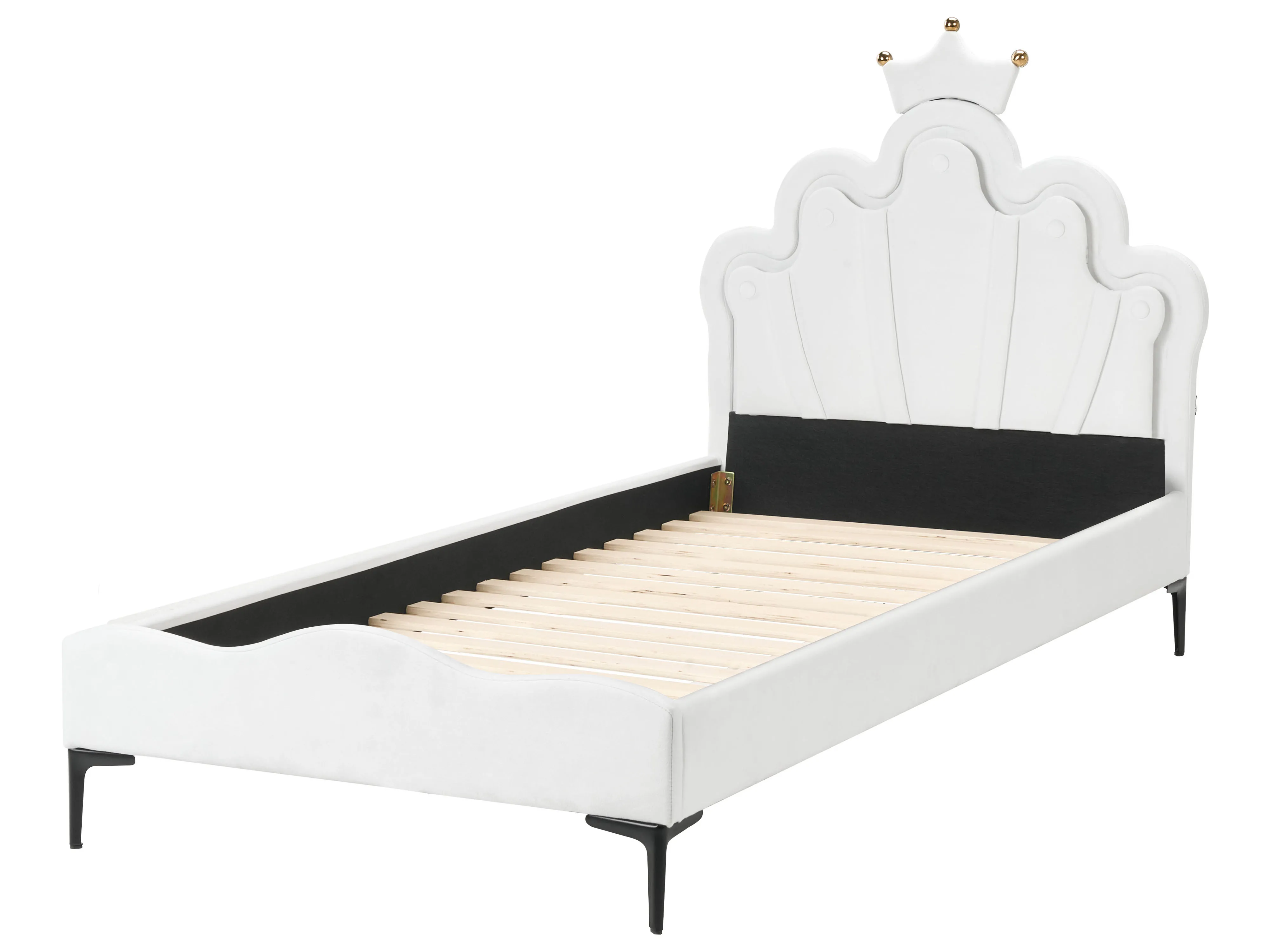 Kinderbed Kroon Fluweel RUBIAN 90 x 200 cm met LED-verlichting Wit