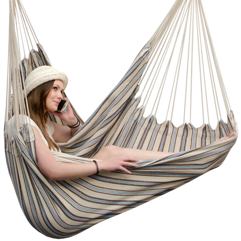 XXL Hangstoel Relaxstoel 185x130cm tot 150kg Mediterraans Gestreept