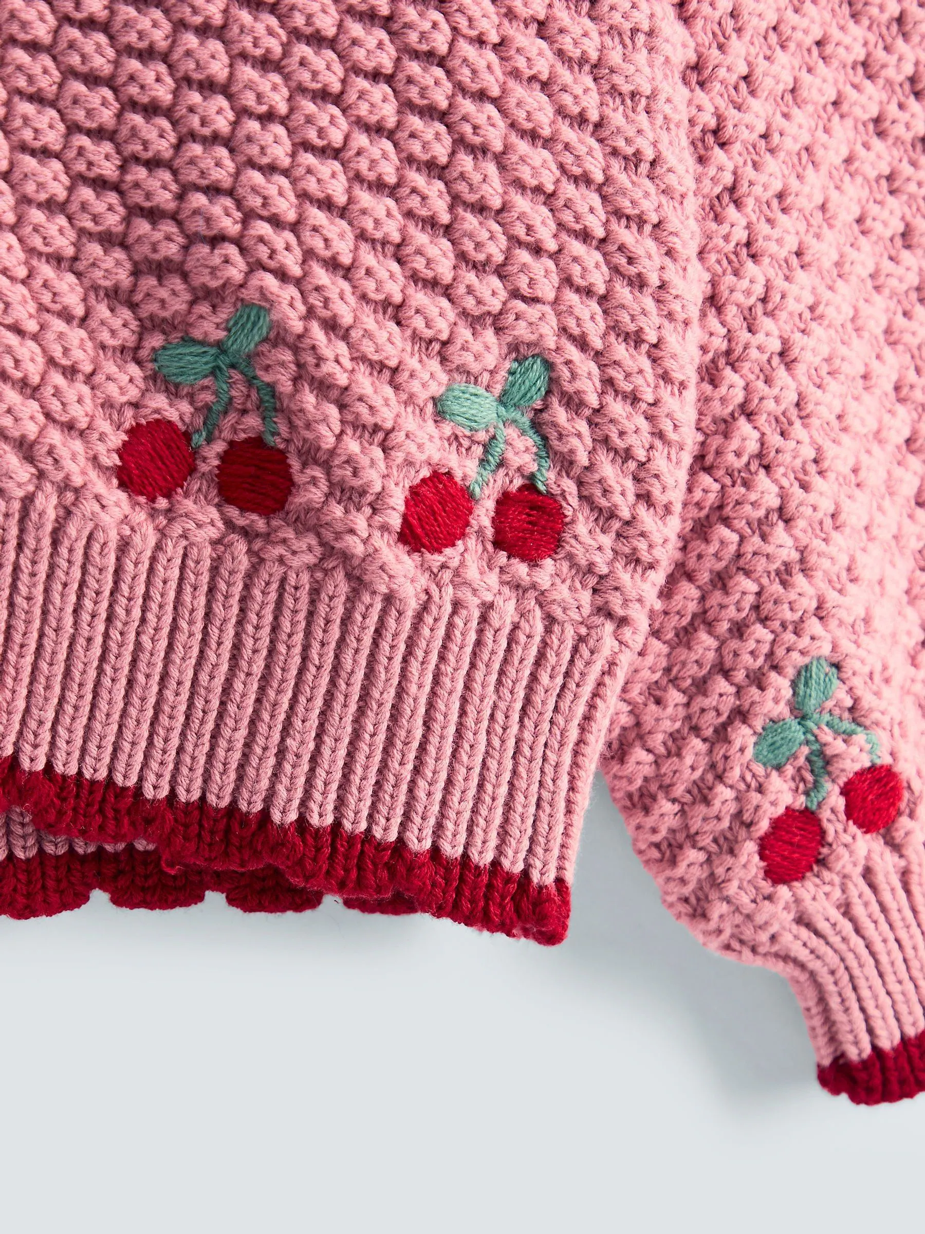 JoJo Maman Bébé Textured Knit Embroidered Cardigan