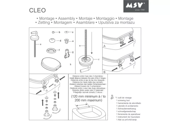 MSV Abattant WC MDF CLEO Beige - Charnières Inox