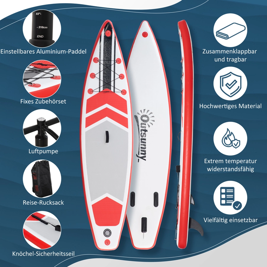 Outsunny Paddleboard mit rutschfester Belag weiß
