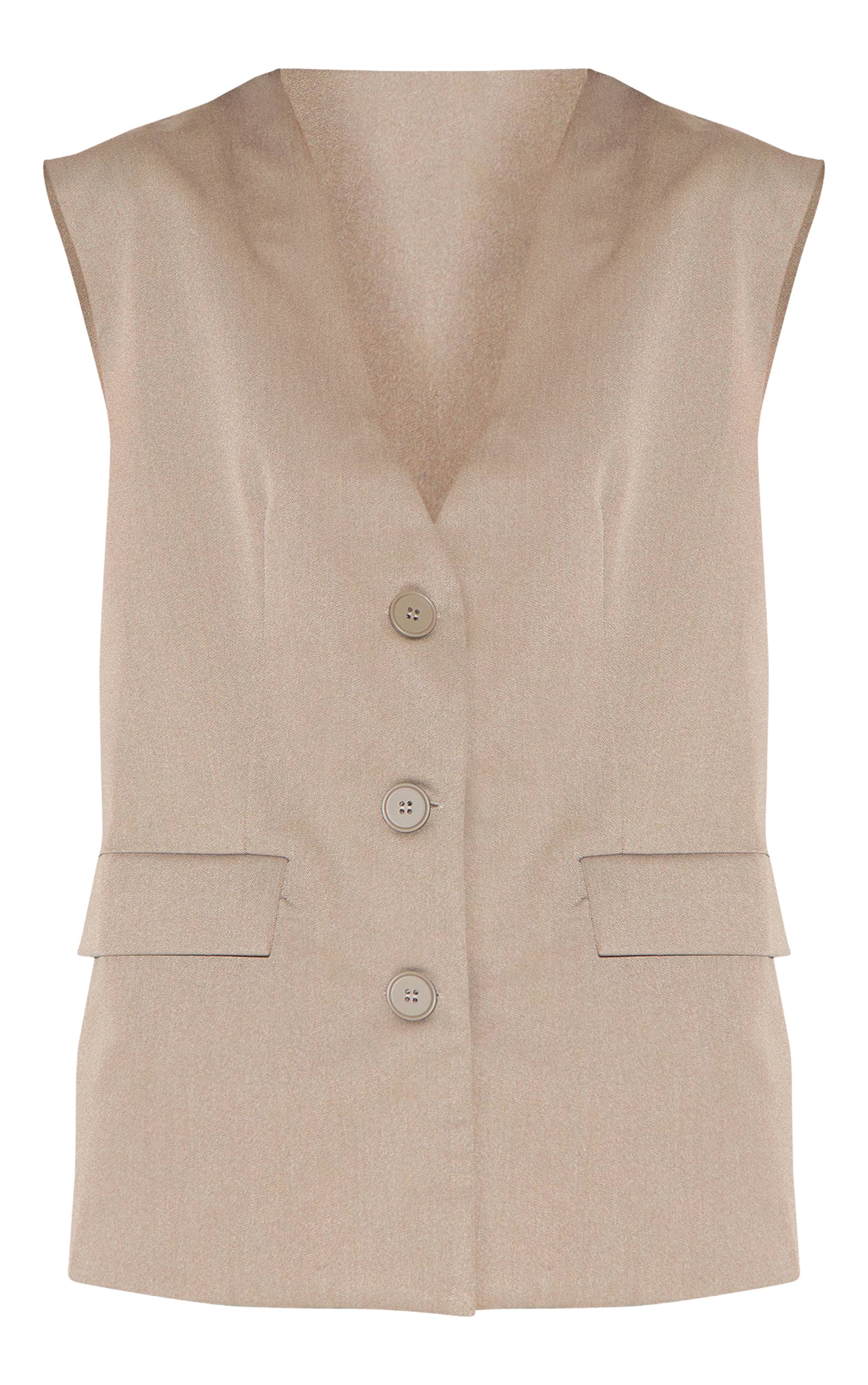 Gris Gilet Ajusté En Tissu Tissé